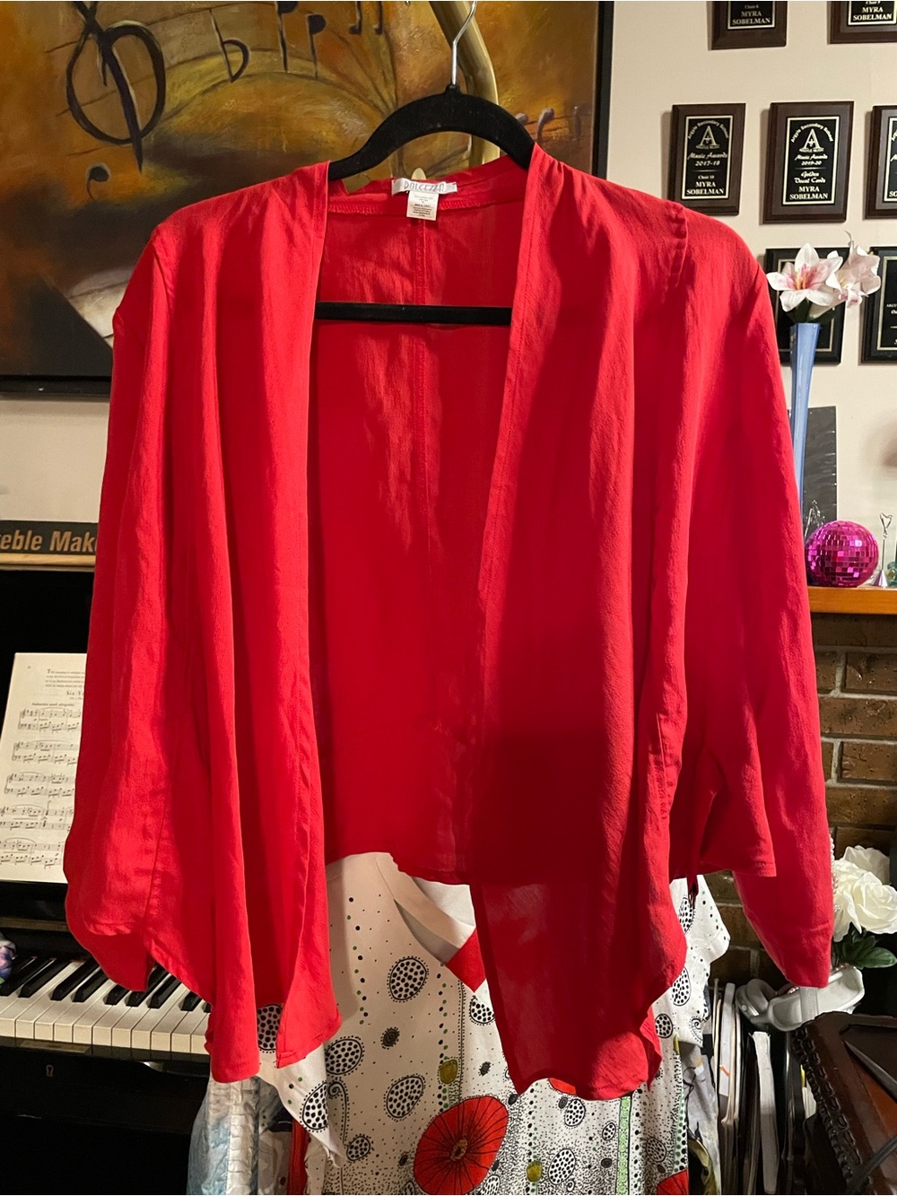 Dolcezza Open-Front Red Lightweight Shrug Style 20192